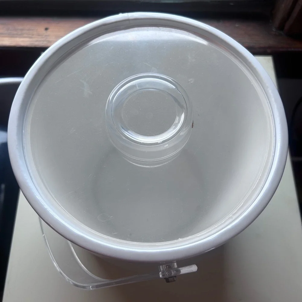 Vintage White Insulated Ice Bucket with Clear Acrylic Handle and Lid Made in USA